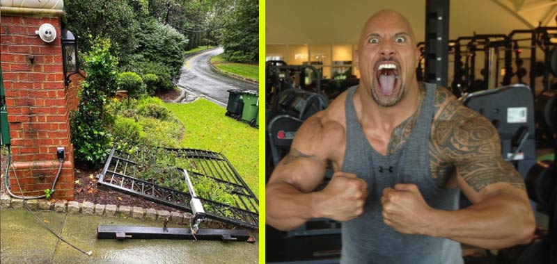 Dwayne Johnson smantella un cancello elettrico per andare a lavorare